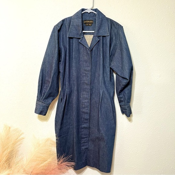 Donna Karan Dresses & Skirts - Vintage Donna Karan New York 1980’s Rigid Denim Dress with Fitted Waist 6 EUC